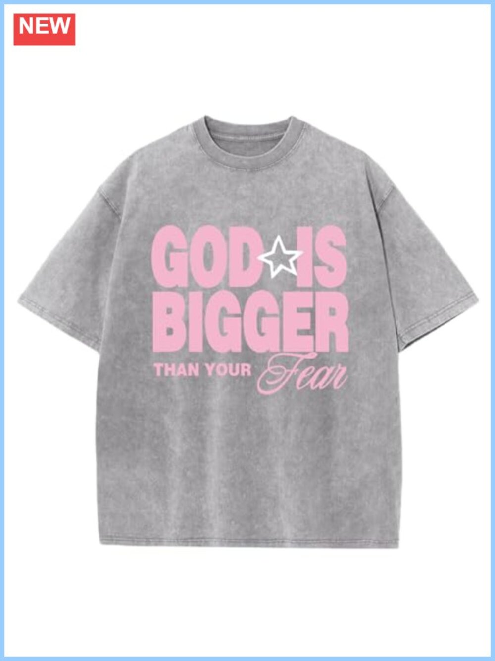 Vintage Faith Acid Wash Graphic Tee - Oversized Religious Bible Shirt